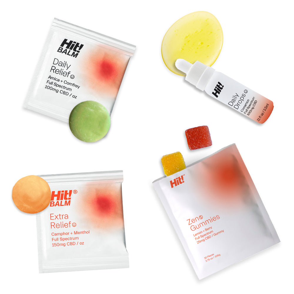 Intro Pack: Zen Gummies, Daily Drops, Hit! Balm Extra Relief and Daily Relief