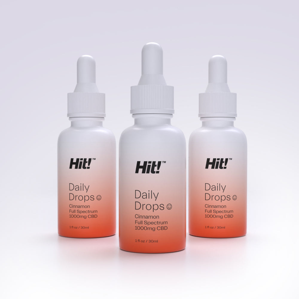 Hit! Daily Drops Bundle 3 x 1000mg CBD Oil - Cinnamon or Unflavored